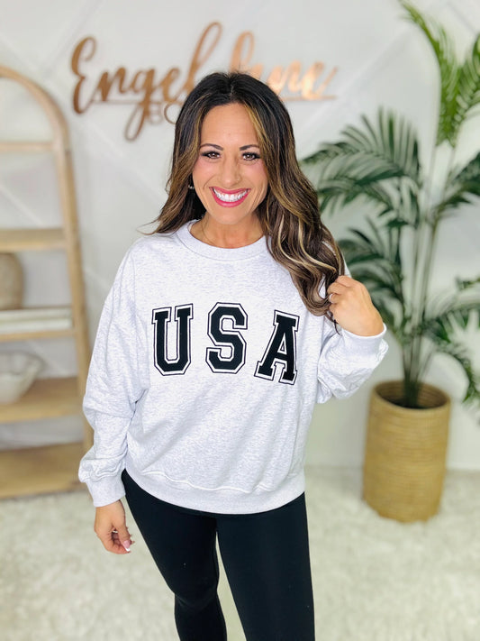 Le Lis USA embo long sleeve crew neck