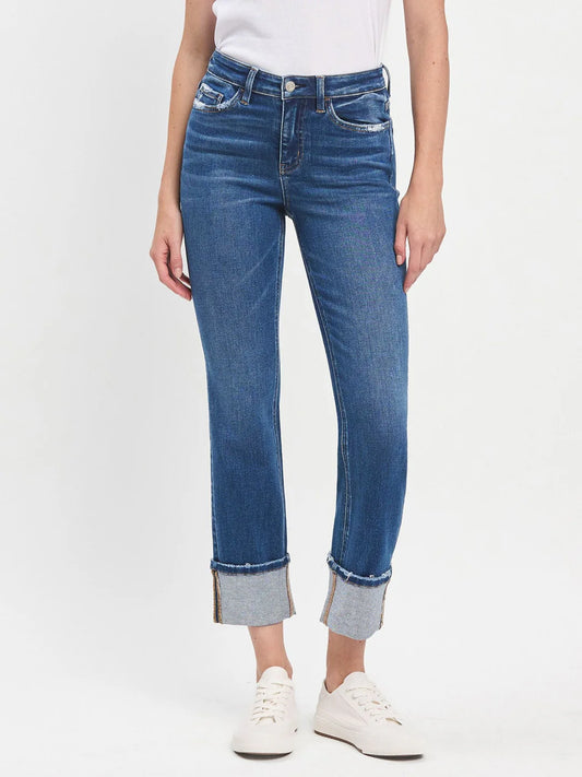 Vervet High-rise cuffed straight leg jean