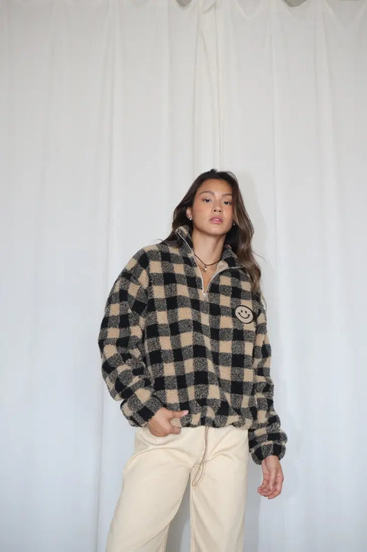 Checkered Sherpa Half Zip
