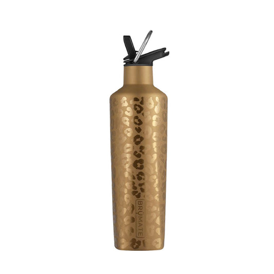REHYDRATION MINI 16OZ STAINLESS STEEL WATER BOTTLE | GOLD LEOPARD