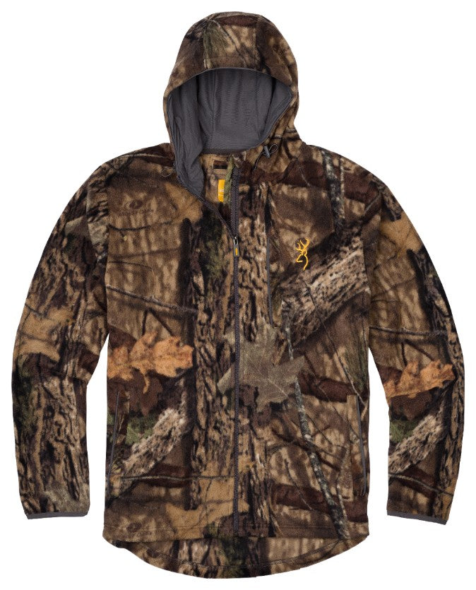 Wasatch Fleece Jacket Soft fleece jacket with full-length zipper and attached adjustable hood, Mossy Oak® camo patterns.