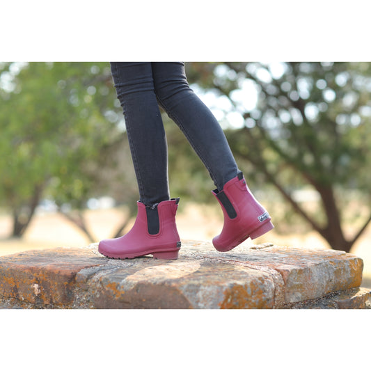 CHELSEA MATTE MAROON WOMEN'S ANKLE RAIN BOOTS